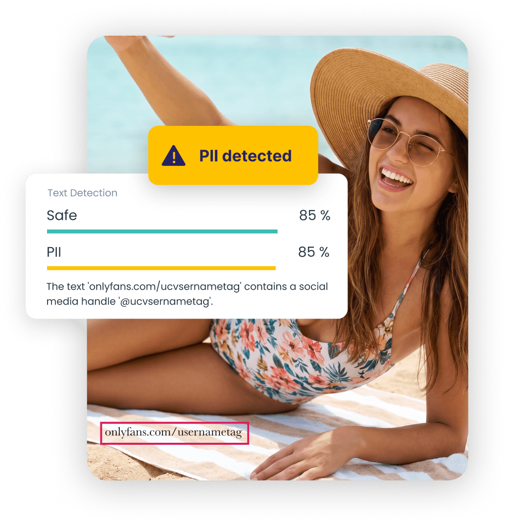 Example of embedded-text moderation inside user visuals